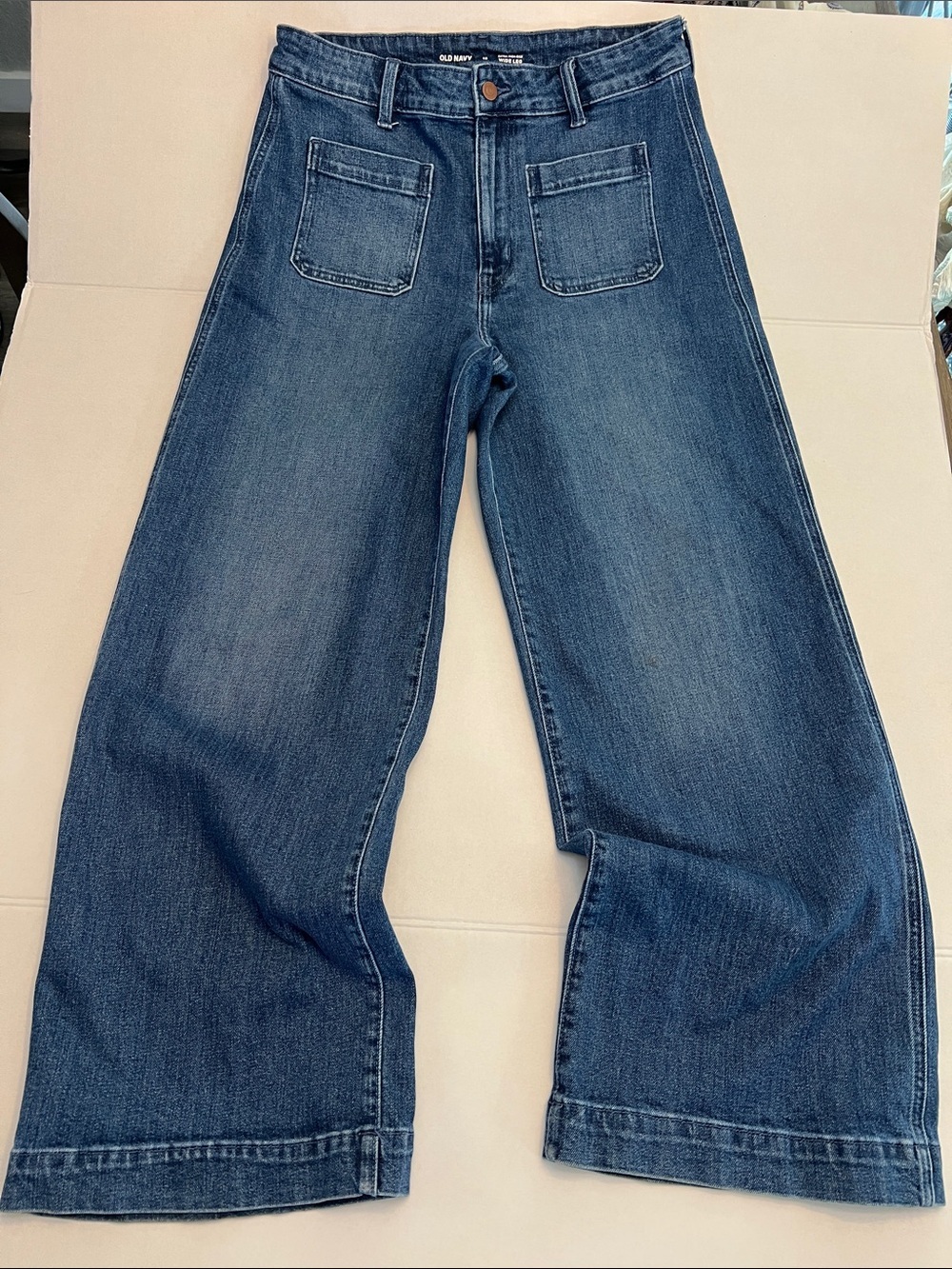 EXTRA HIGH RISE WIDE LEG OLD NAVY DENIM JEANS SIZE 12
